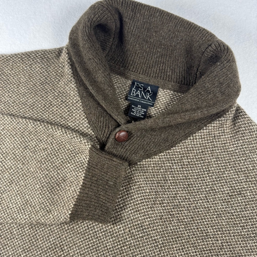 Jos. A. Bank Men’s XL‎ Lambswool Shawl Collar Sweater Brown Beige